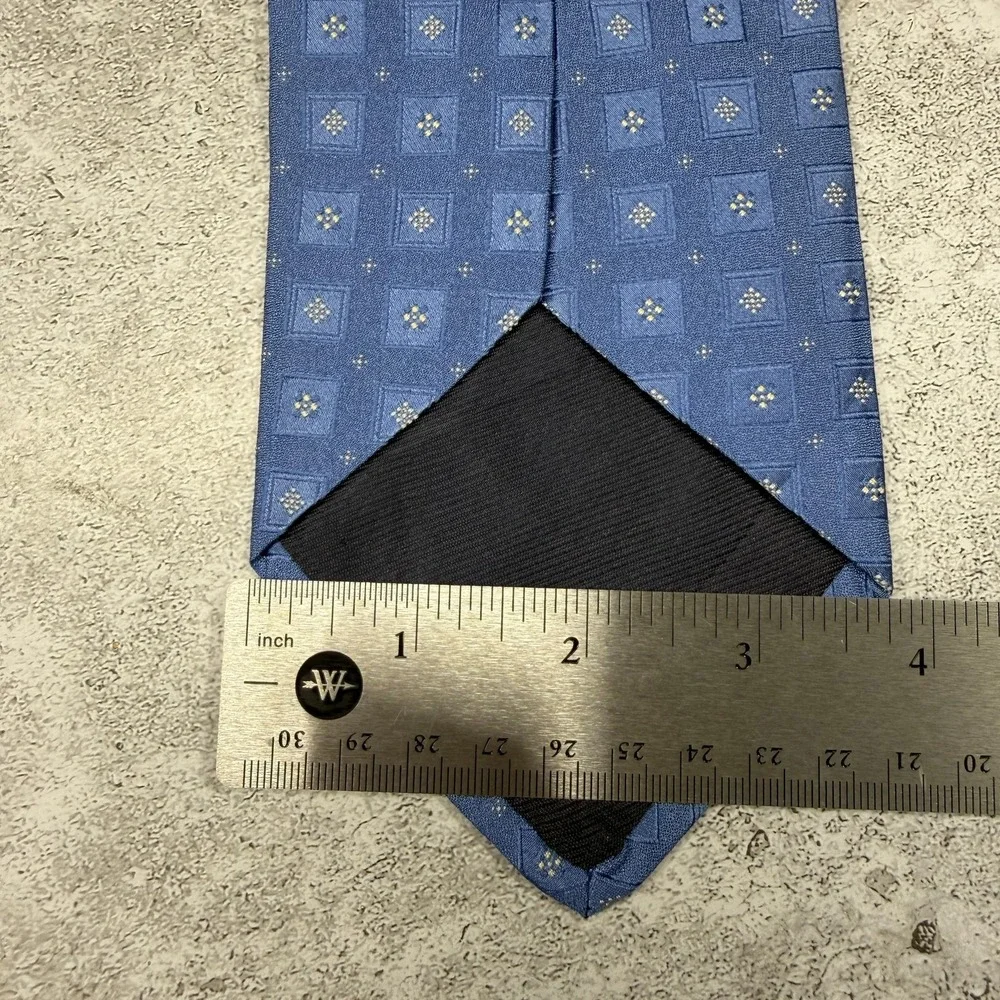 Tie Rack 100%‎ Silk Tie Mens OS Blue Geometric Made In Italy Necktie 58x3.75